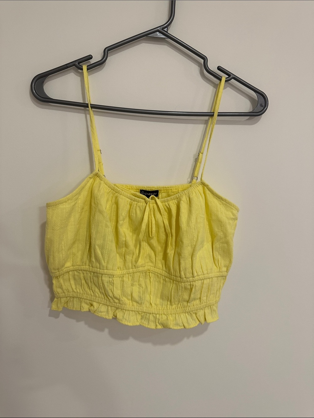 Shinestar Yellow Cropped Tie-Front Cami